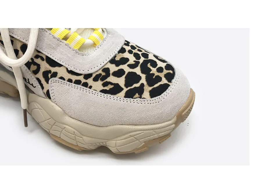 ARTMU LEOPARD PRINT CHUNKY TRAINERS IN CREAM