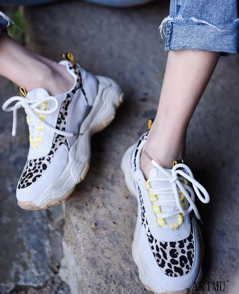 ARTMU LEOPARD PRINT CHUNKY TRAINERS IN CREAM