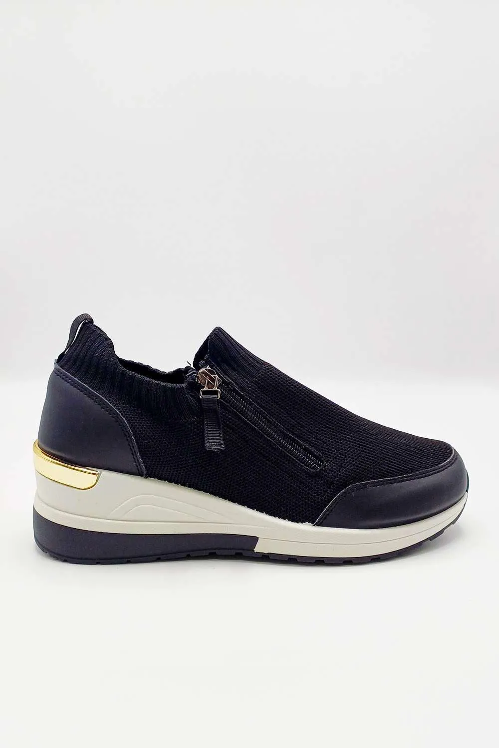 Axel Slip On Side Zip Trainers in Black