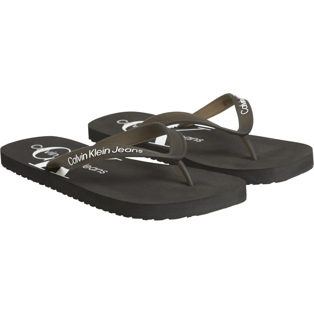 Beach Sandal Monogram Flip Flops - Black