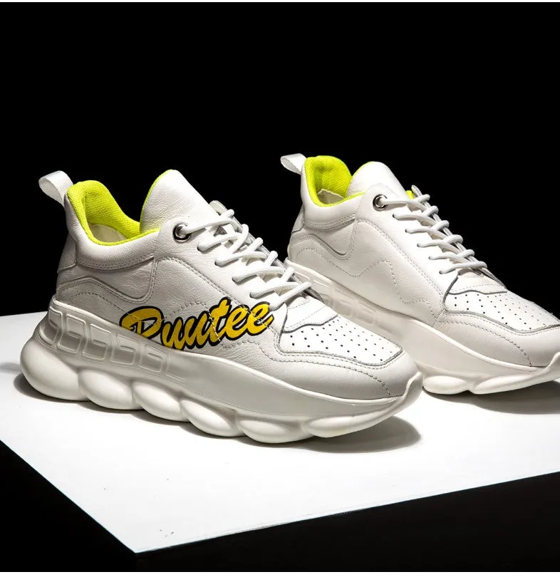 BOOPDO MESS DESIGN LETTERS PRINT TRAINERS IN WHITE
