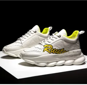 BOOPDO MESS DESIGN LETTERS PRINT TRAINERS IN WHITE