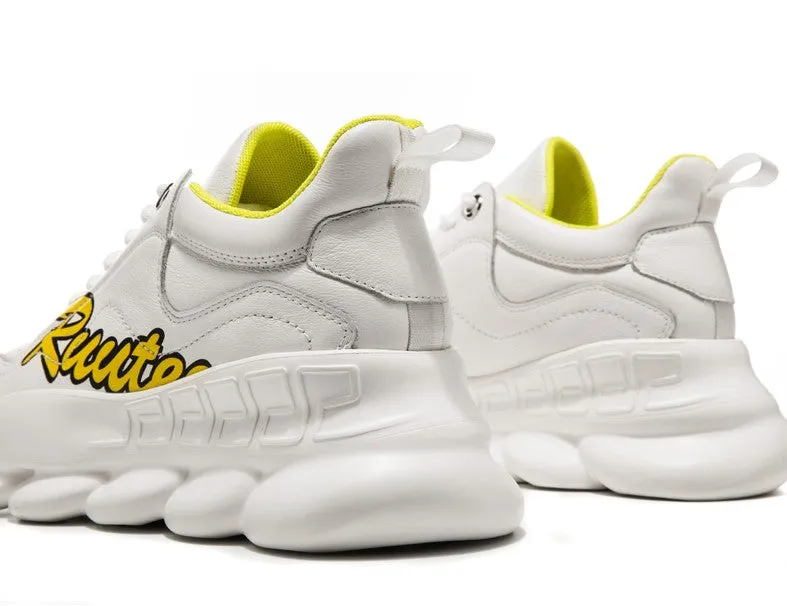 BOOPDO MESS DESIGN LETTERS PRINT TRAINERS IN WHITE