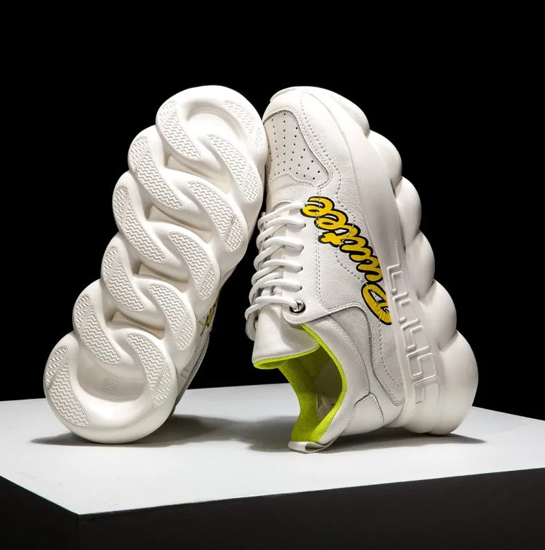BOOPDO MESS DESIGN LETTERS PRINT TRAINERS IN WHITE