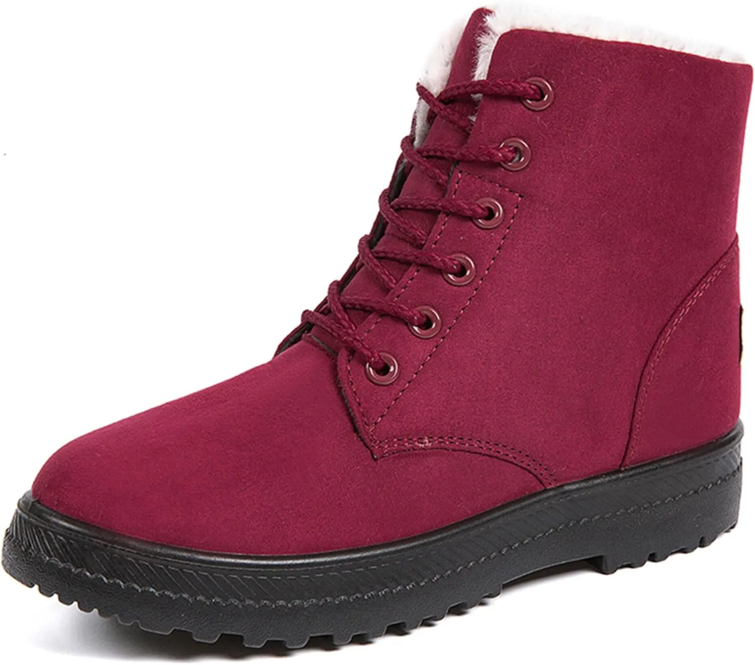Boots for Women Snow Suede Warmth Lace-Up Winter Ladies Shoes Durable and Traction