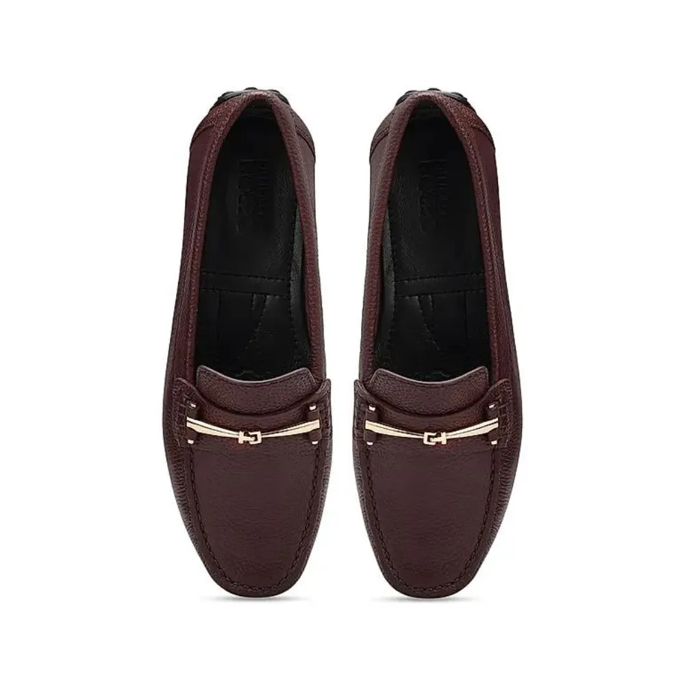Burgundy Moccasins With Buckle