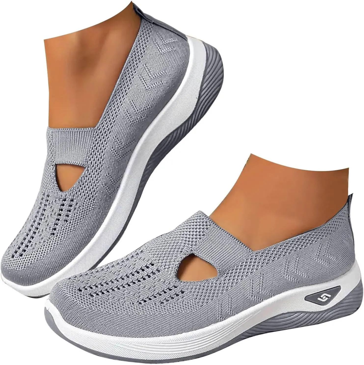 Cathalem Orthopedic Shoes for Women Breathable Soft Slip On Sneakers Comfort Mesh Up Stretch Sneaker Diabetic Walking Shoes