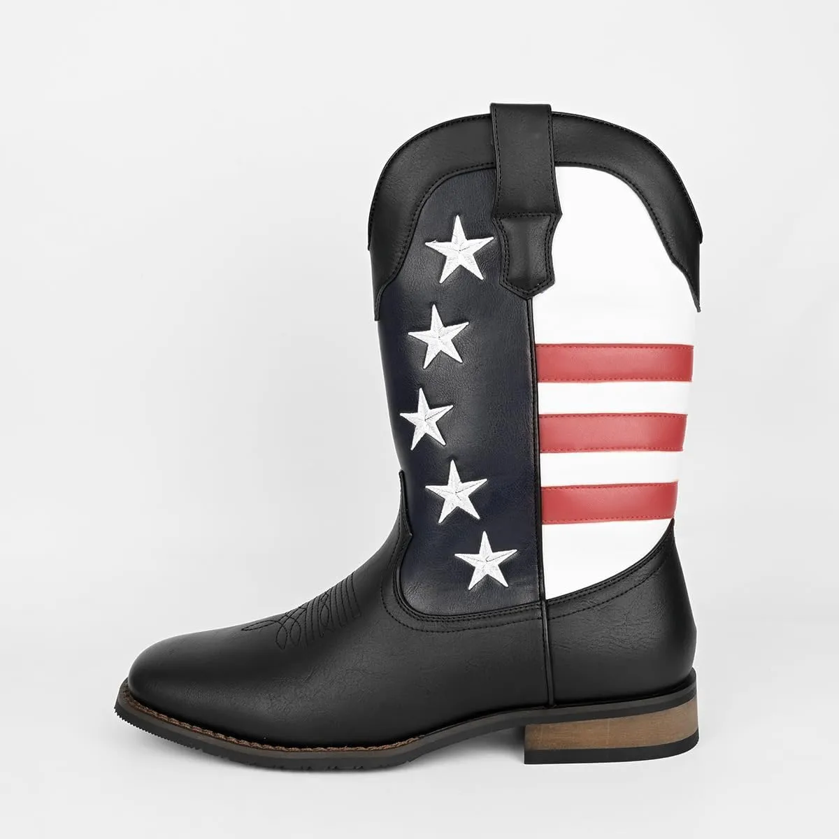 CHUUMEE Cowboy Boots for Men - Mens Square Toe Western Boot,Oil/Slip Resistant,Durable Fashionable Classic Pull on Work Boots