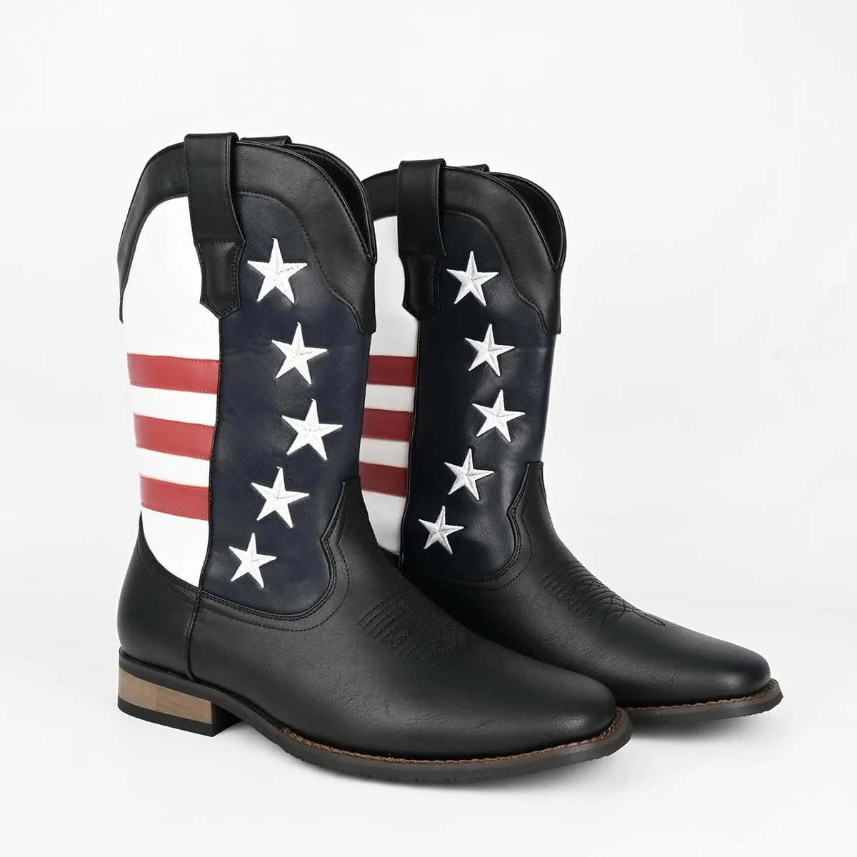 CHUUMEE Cowboy Boots for Men - Mens Square Toe Western Boot,Oil/Slip Resistant,Durable Fashionable Classic Pull on Work Boots