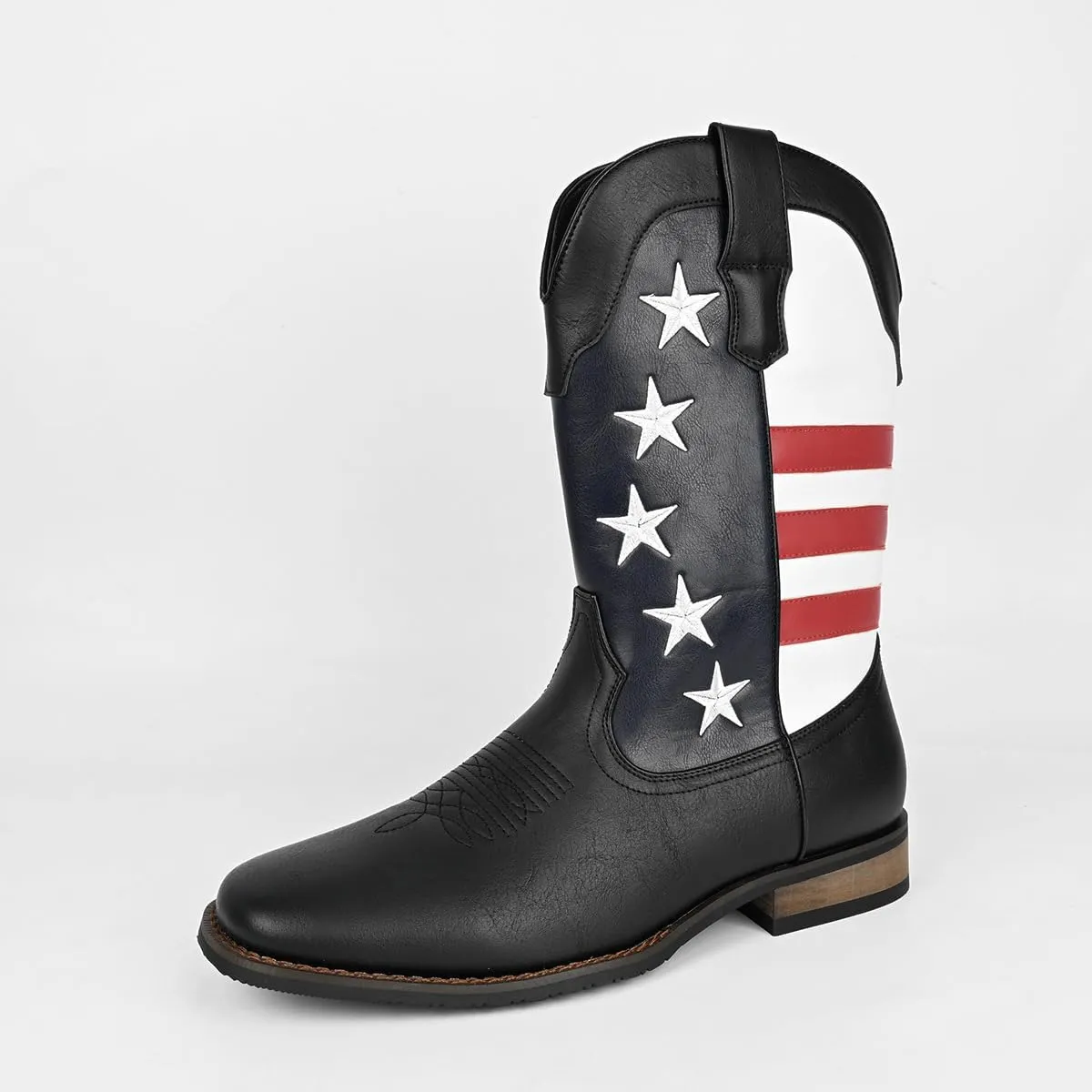 CHUUMEE Cowboy Boots for Men - Mens Square Toe Western Boot,Oil/Slip Resistant,Durable Fashionable Classic Pull on Work Boots