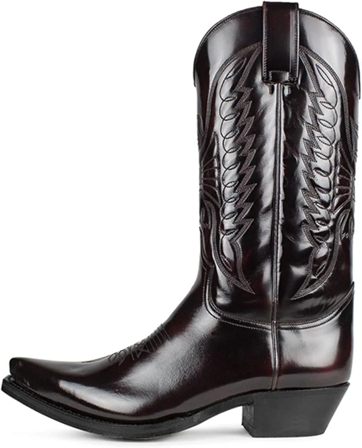 CHUUMEE Men's Fashion Pointed Toe High Heel Embroidered Durable Western Work Cowboy Boots (Dark Brown,9.5,9.5)