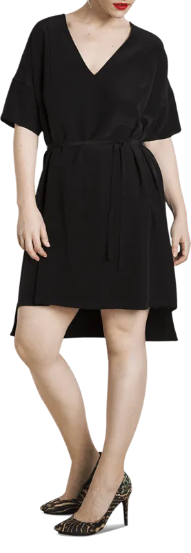 Day Knee-length Silk Dress Black