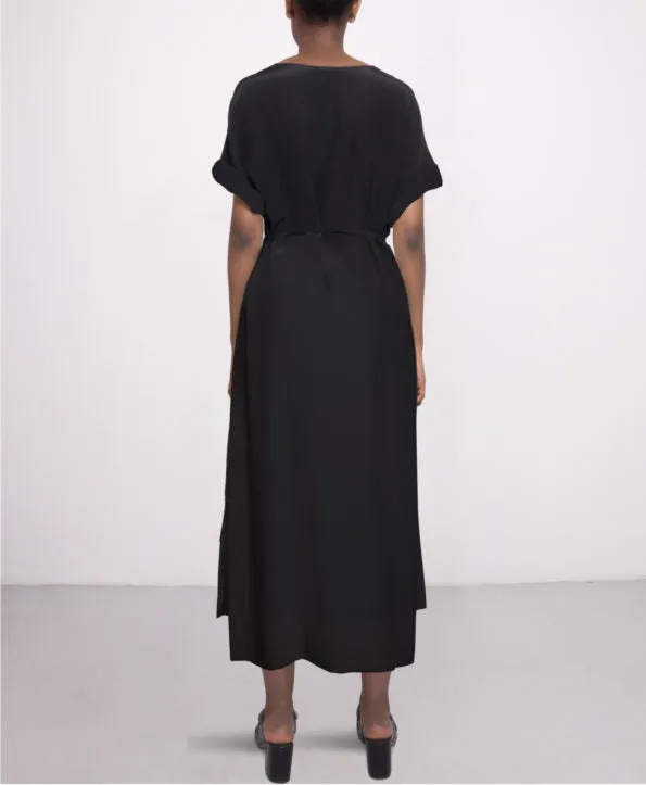 Day Midi Silk Dress Black