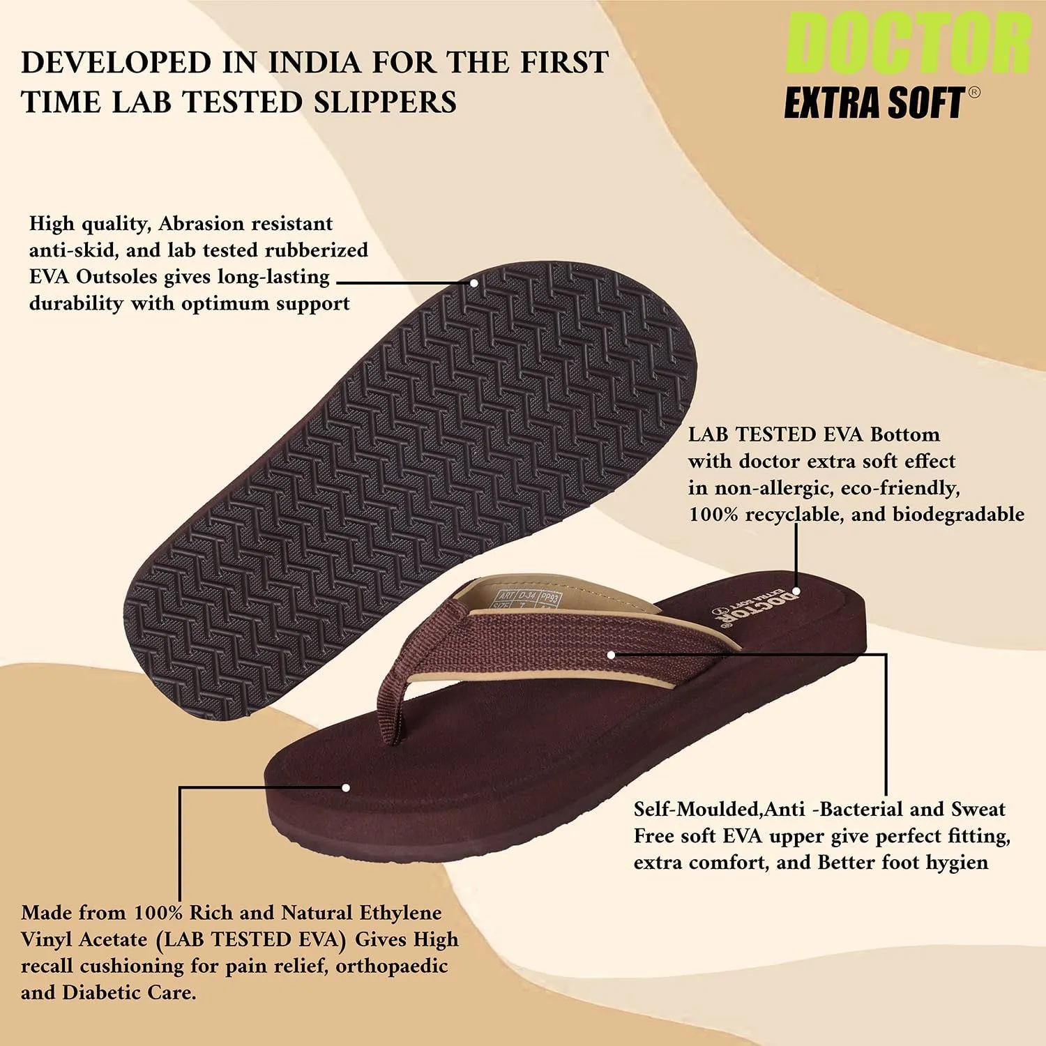 Doctor Slippers for Men's Orthopedic Diabetic Non-Slip Lightweight Durable Cushion Comfortable Flat Mcr Casual Stylish Dr Chappals and House Flip flops For Gent's and Boy’s D-34