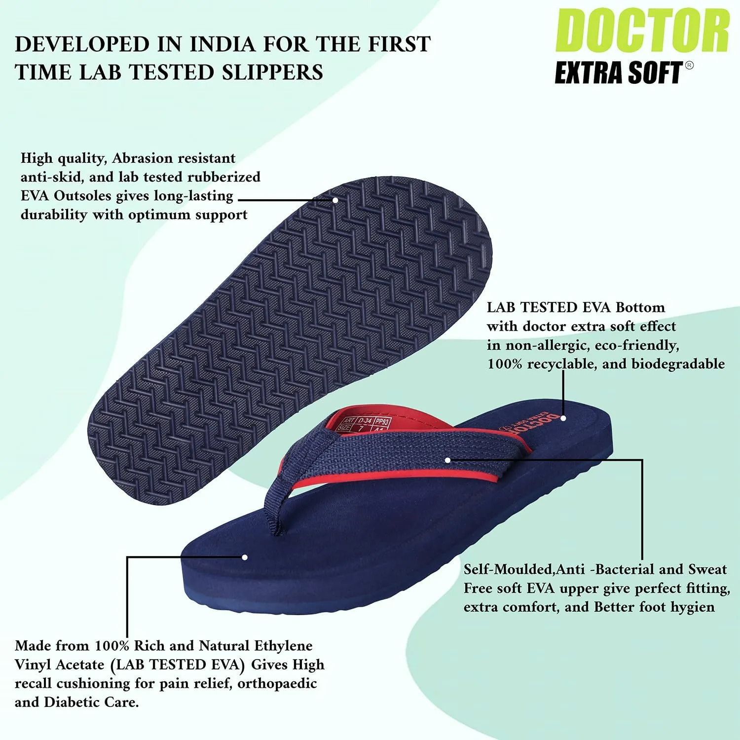Doctor Slippers for Men's Orthopedic Diabetic Non-Slip Lightweight Durable Cushion Comfortable Flat Mcr Casual Stylish Dr Chappals and House Flip flops For Gent's and Boy’s D-34