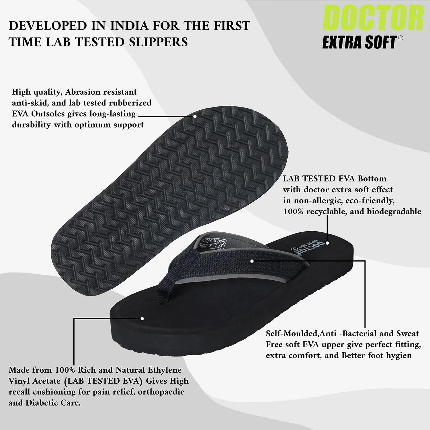Doctor Slippers for Men's Orthopedic Diabetic Non-Slip Lightweight Durable Cushion Comfortable Flat Mcr Casual Stylish Dr Chappals and House Flip flops For Gent's and Boy’s D-34