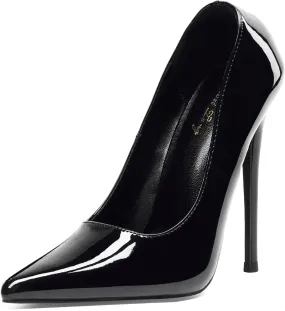 Elisabet Tang Women Pumps 12cm/4.7 Inch Stiletto Heels Pumps Pointed Toe Patent Leather Slip On High Heel Evening Party Dress Shoes