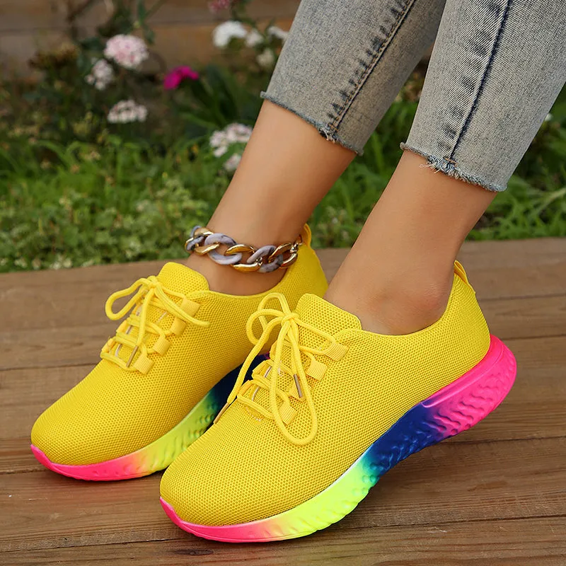 Fashion wedge sneakers color block running walking platform sneakers