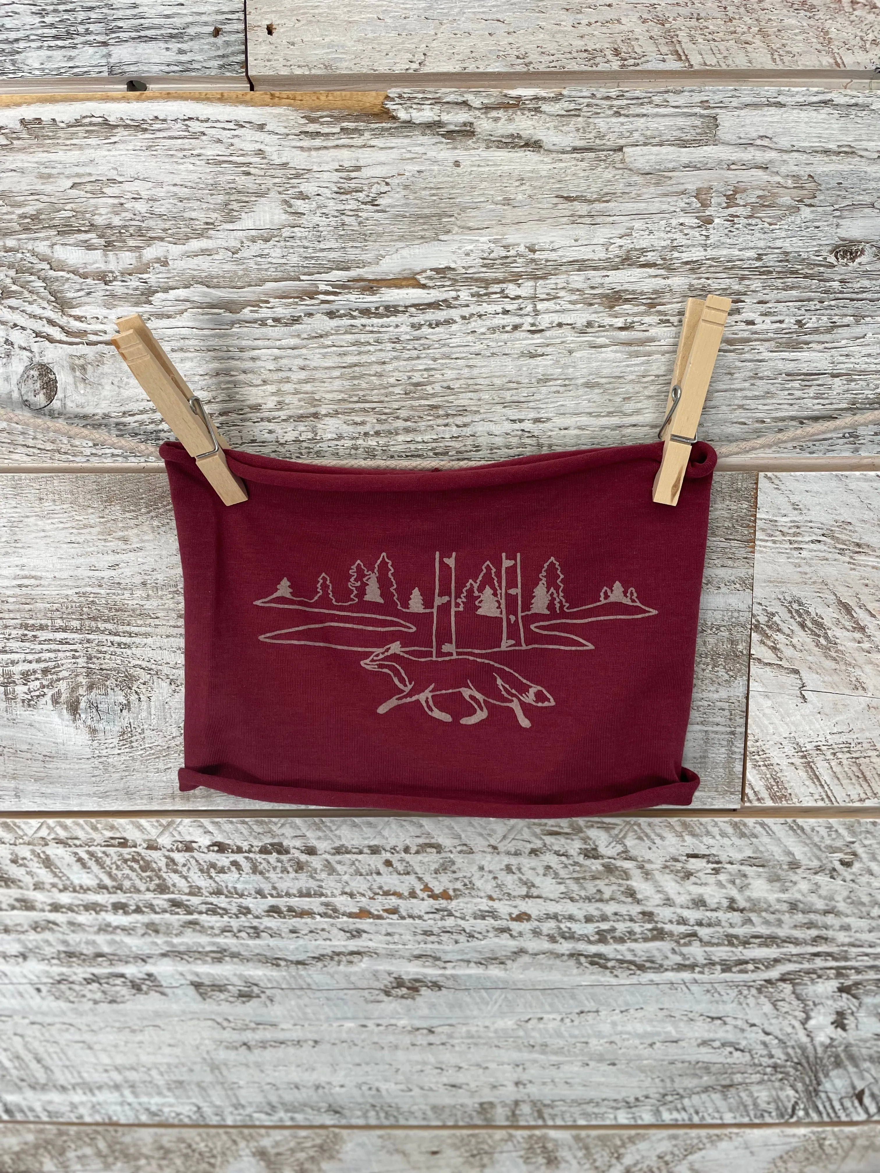 Fox and Birches Headband - Maroon
