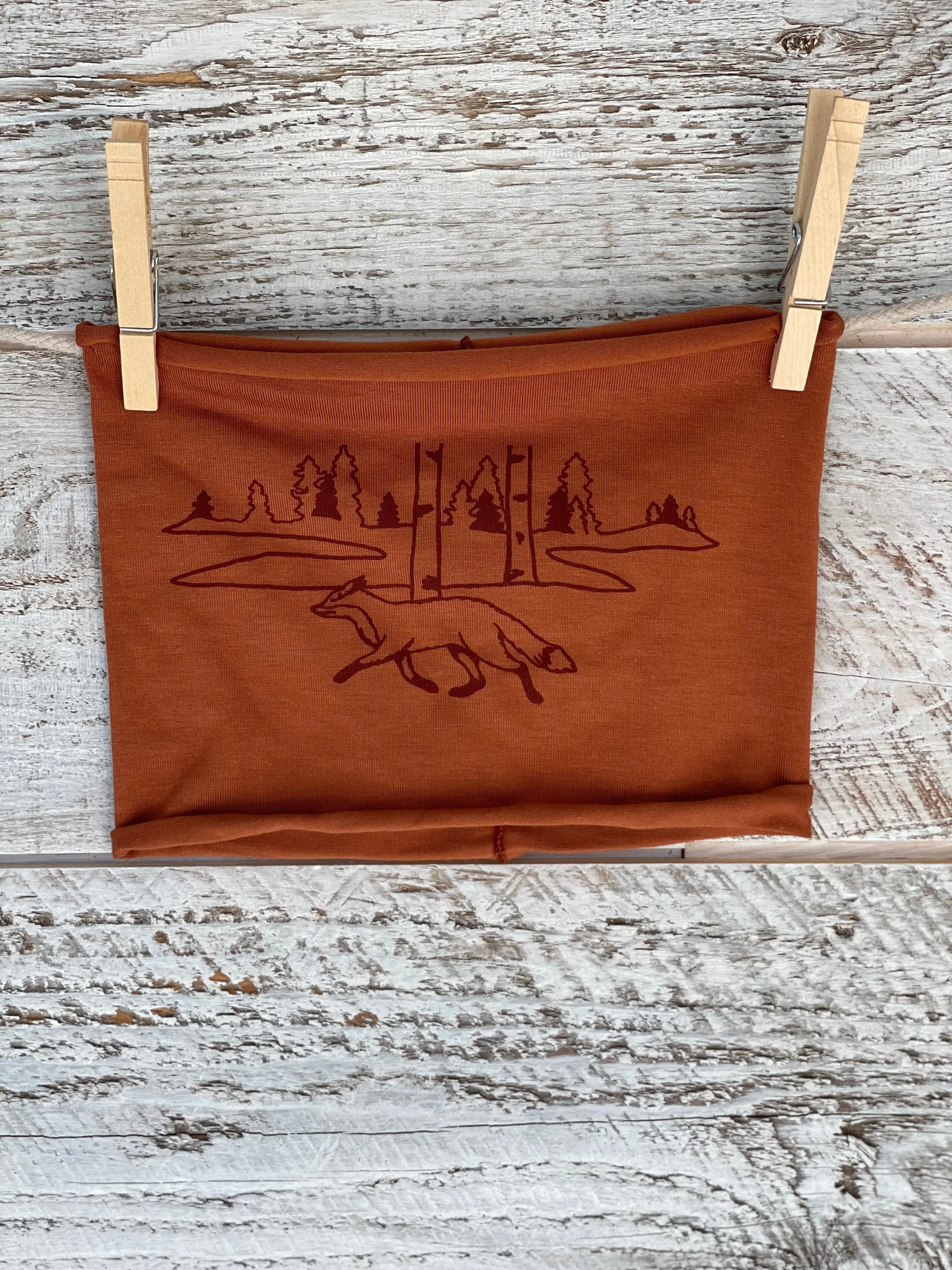 Fox and Birches Headband - Rust