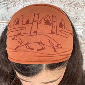 Fox and Birches Headband - Rust