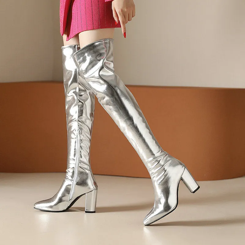 Gold/silver metallic thigh boots