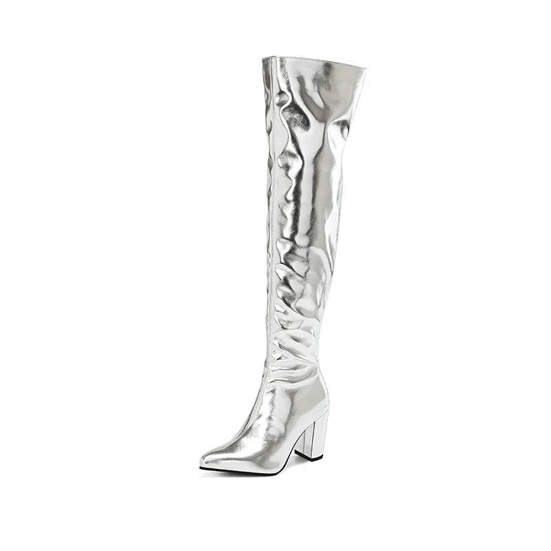 Gold/silver metallic thigh boots