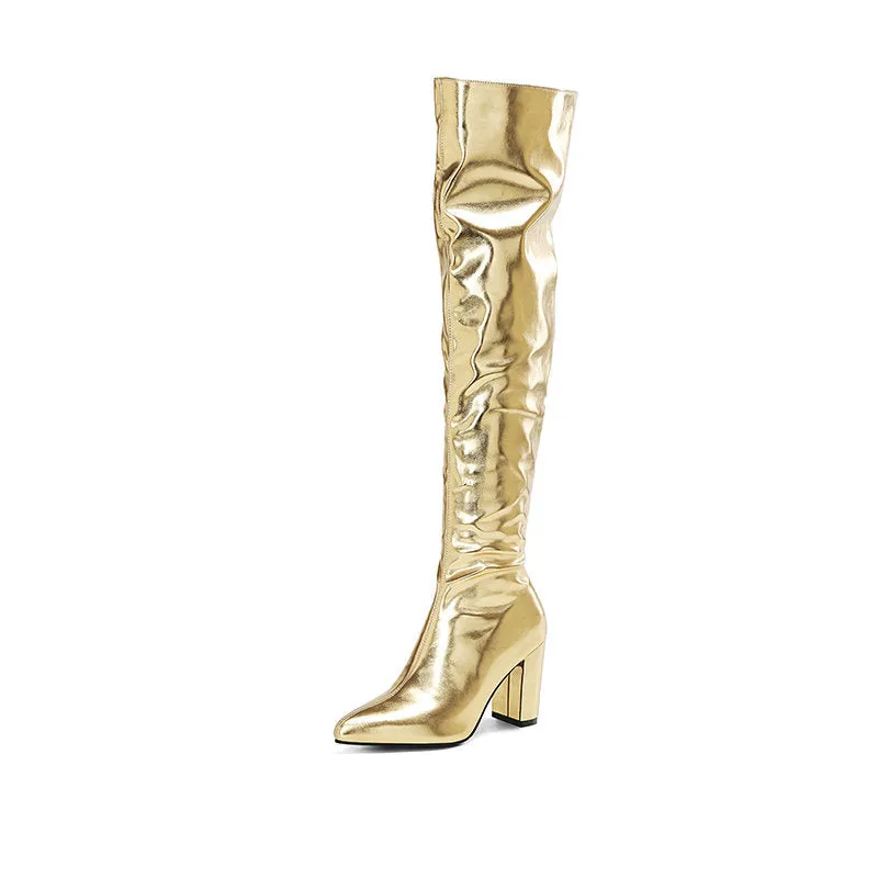 Gold/silver metallic thigh boots