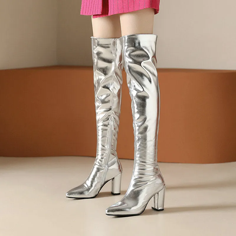 Gold/silver metallic thigh boots