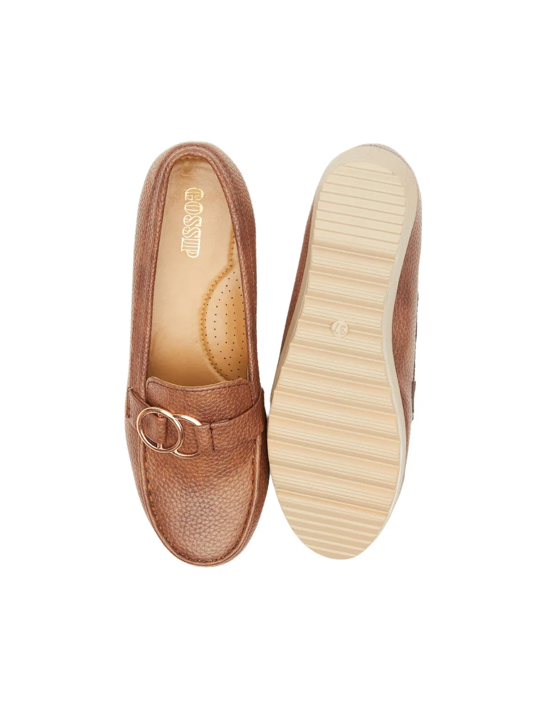 GOSSIP WOMENS BROWN MOCCASINS