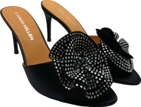 Karen Millen Black Rhinestone Embellished Heeled Mules UK 5