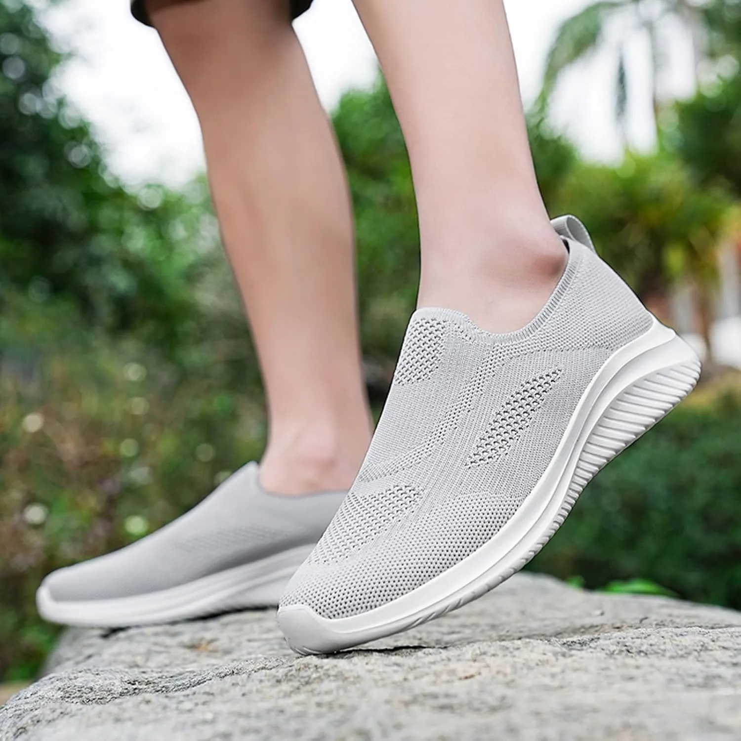 Memory Foam Versatile Shoes for Men Lightweight Sport Gym Jogging Walking Sneaker Soft Flat Soled Elderly Shoes
