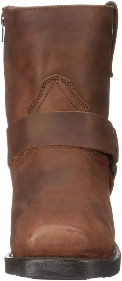 Men's Square Toe High Heel Durable Western Work Cowboy Boots Slip Resistant Side Zipper Ankle Boots