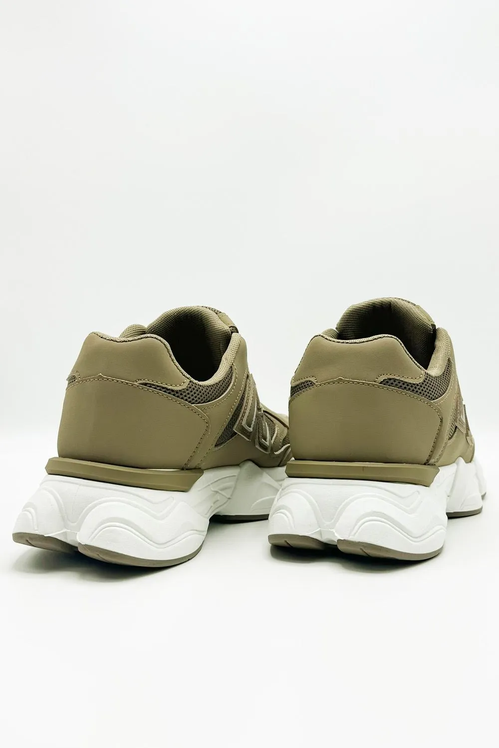 Nevaeh Mesh Lace-Up Trainers in Khaki