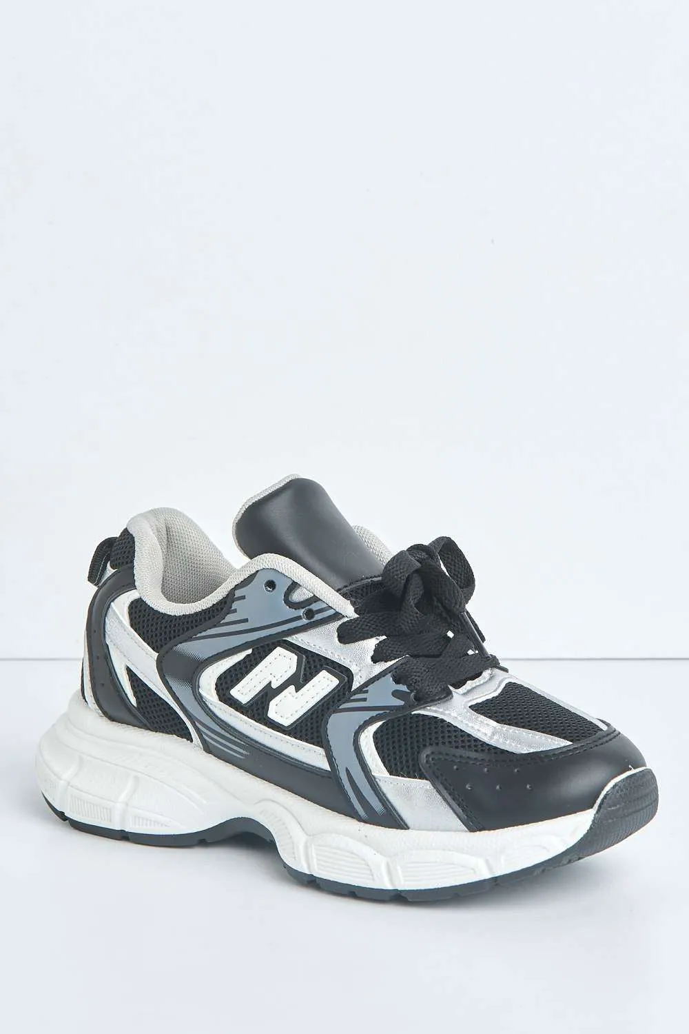Nina Patterned Chunky Sole Trainers in Black