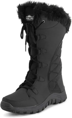 POLAR Womens Quilted Faux Fur Cuff Winter Duck Rubber Sole Durable Snow Rain Outdoor Boots
