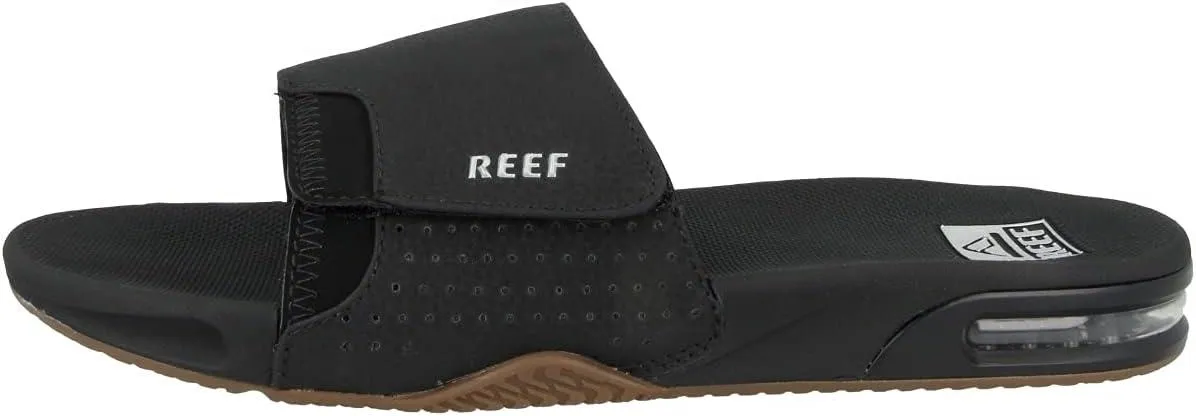 Reef Fanning Slide Black Silver Mens Sandals Flip Flops