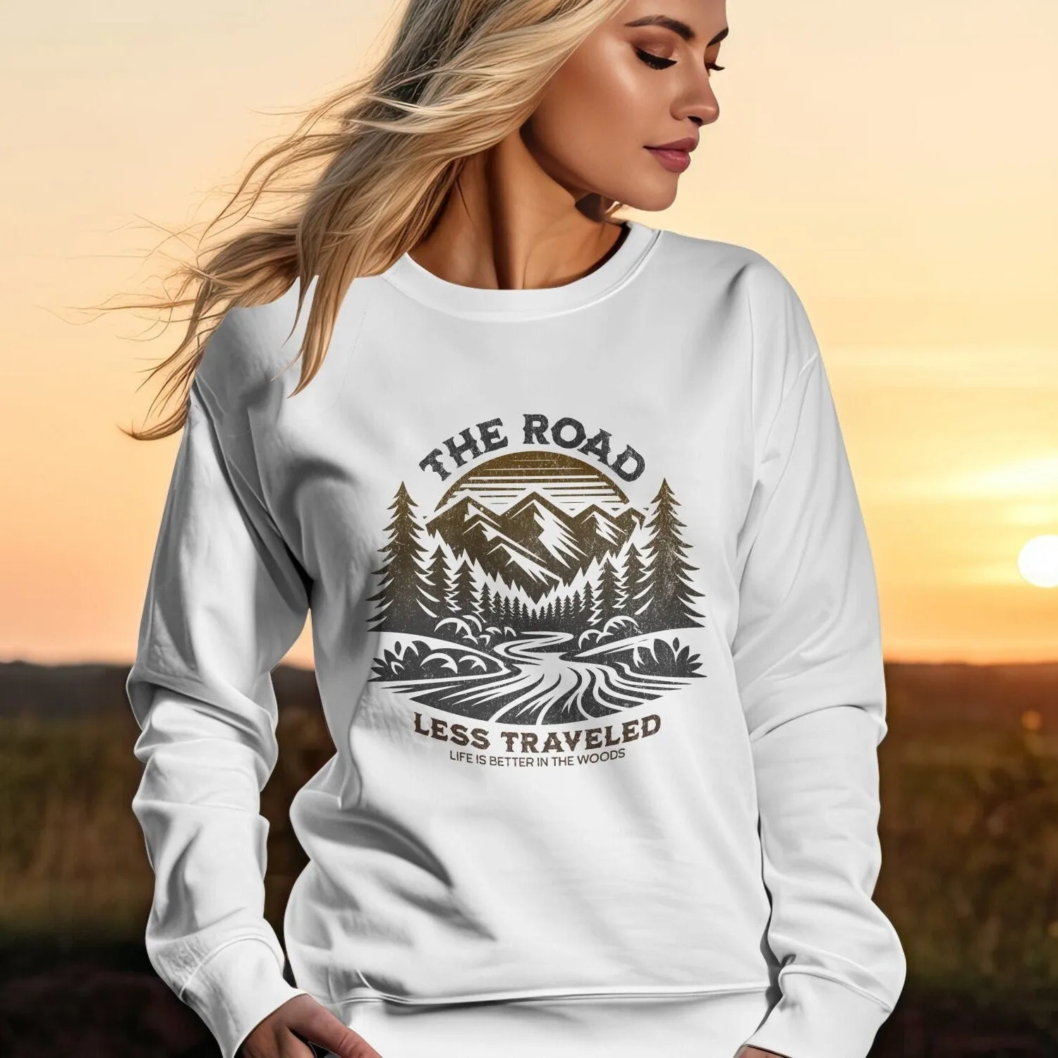 Rustic Mountain Adventure T-Shirt, Nature Hiking Graphic Tee, The Road Less Traveled Shirt, Outdoor Enthusiast Camping Top, Unisex