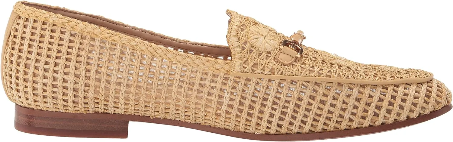 Sam Edelman Lowell Natural Woven Leather Classic Chain Detailed Vamp Loafers