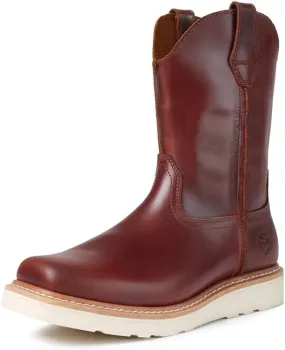 SUREWAY Western Boots - Mens Square Toe Work Boot,Pull On Leather Wellington Boots,Durable Classic Slip Resistant Soft Toe Cowboy Boot