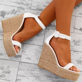Women's espadrille platform wedge buckle strap sandals