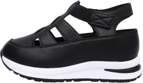 Womens Platform Sandals Comfortable Hollow Out Breathable Closed Toe Wedge Shoes Casual Stylish Arch Support Ankle Strap Orthopedic Leather Sandals