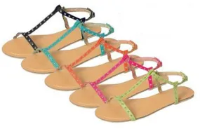 women's sandals with metalic studs Case of 36